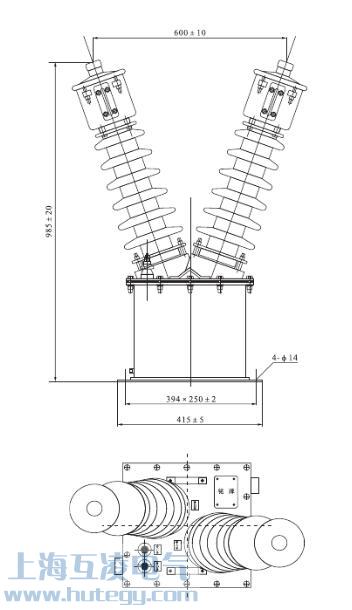 JDJJ-3535/0.22kv电压互感器外（wài）形尺寸图（tú）