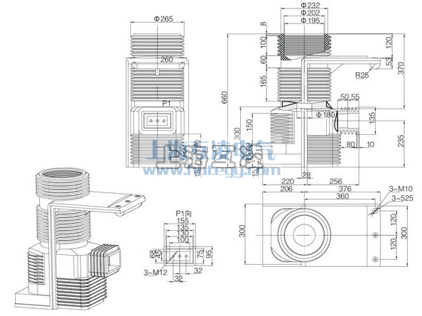 ldbj9-40.5电（diàn）流互感器外形尺寸图（tú）