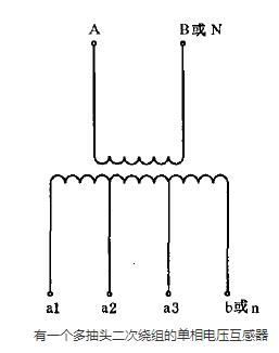 有一个多（duō）抽头二次绕组的（de）单相电（diàn）压互感（gǎn）器（qì）